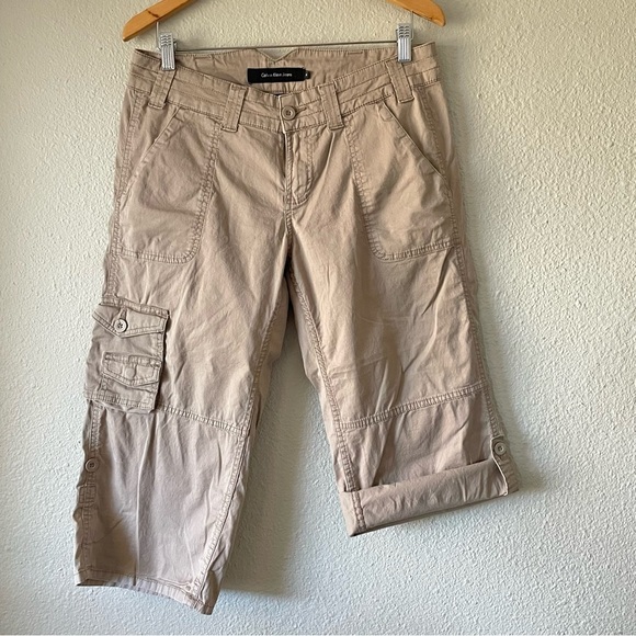 Calvin Klein Jeans Pants - Calvin Klein Jeans Cargo Utility Pants Women’s 8 Khaki Tan Y2K Streetwear Grunge